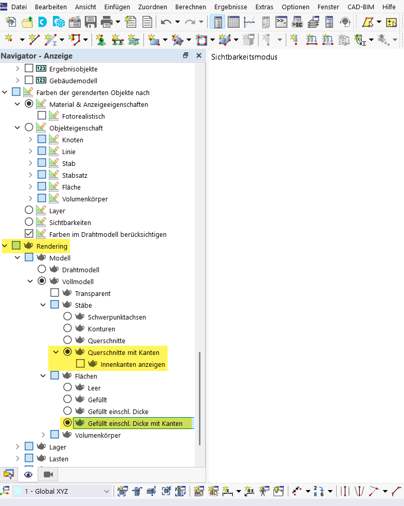 Rendering von Kantenobjekten zum Export als DXF-Datei. Zeigt Details strukturierter Kanten für präzise Darstellung.