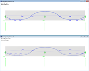 Visualisierung eines Spannbetonträgers zeigt Unterschiede bei Eigengewicht und Aufbau mit und ohne Vorspannung.