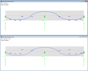 Visualisierung eines Spannbetonträgers zeigt Unterschiede bei Eigengewicht und Aufbau mit und ohne Vorspannung.