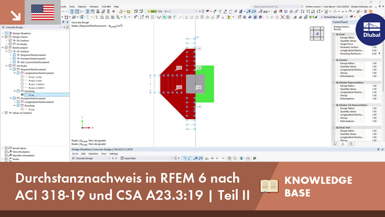 Analyse der Durchstanzbemessung in RFEM 6 nach den Normen ACI 318-19 und CSA A23.3:19.