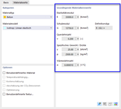 Abschnitt 'Grundlegende Materialkennwerte'