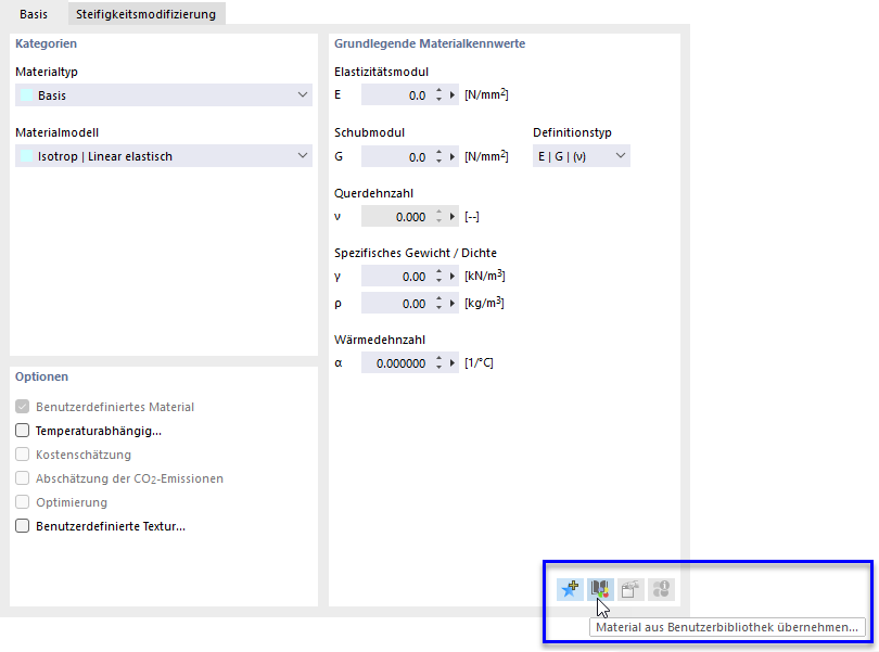 Benutzerdefiniertes Material aus Bibliothek einlesen
