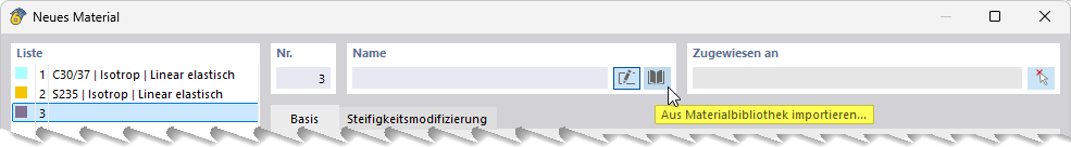 Materialbibliothek aufrufen