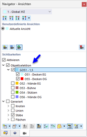 Sichtbarkeiten mit Gruppe von Objektselektionen