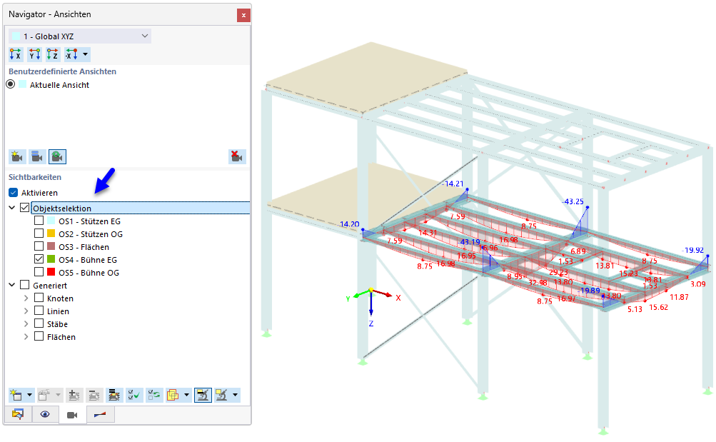 Objektselektion für Darstellung verwenden