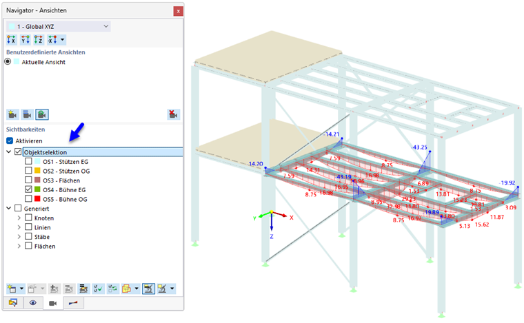 Objektselektion für Darstellung verwenden