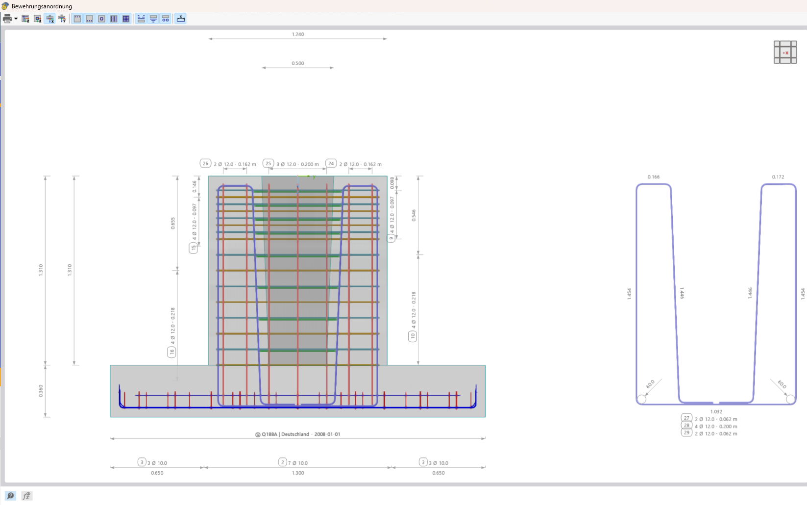 Vertikale Bewehrung in y-Richtung | Layout und Beschreibung