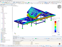 Holz-Gitterdach deformationsbild von RFEM-Software gezeigt.