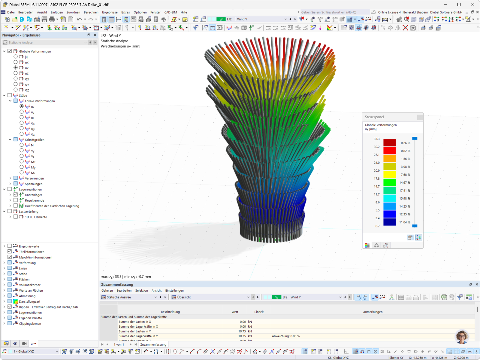 Visualisierung der Verformung eines Kunstwerks mithilfe von RFEM-Software durch CRAFT Engineering Studio.