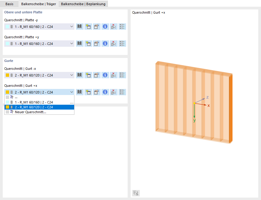 Unterschiedliche Querschnitte für Randrippen definieren
