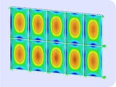 Konzeptionelle Grafik, die verschiedene Aspekte der Analyse von Glaskonstruktionen in der Software RFEM 6 mit visuellen Details veranschaulicht.