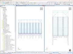 Modell einer komplexen Silokonstruktion in RFEM