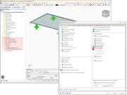 Auf dem Bild wird die Aktivierung des Add-On Glasbemessung in RFEM 6 gezeigt und die Benutzeroberfläche der Software dargestellt.