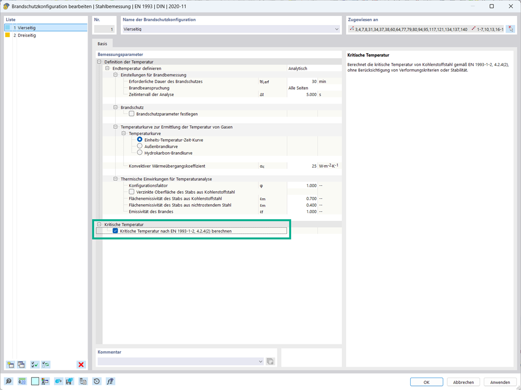 Kritische Temperaturberechnung für Stahlkonstruktionen nach EN 1993-1-2.