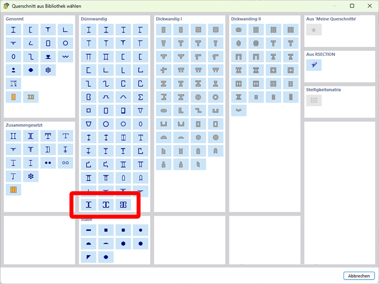 2 C-Profile, 2 CL-Profile und 2 U-Profile sind jetzt für die Verwendung im Add-On für Stahlverbindungen verfügbar.