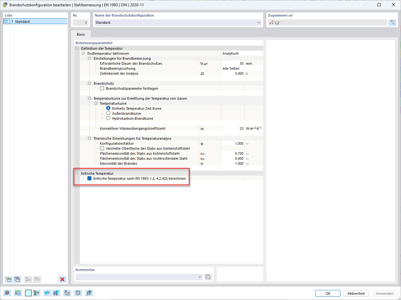 kritische Bauteiltemperatur