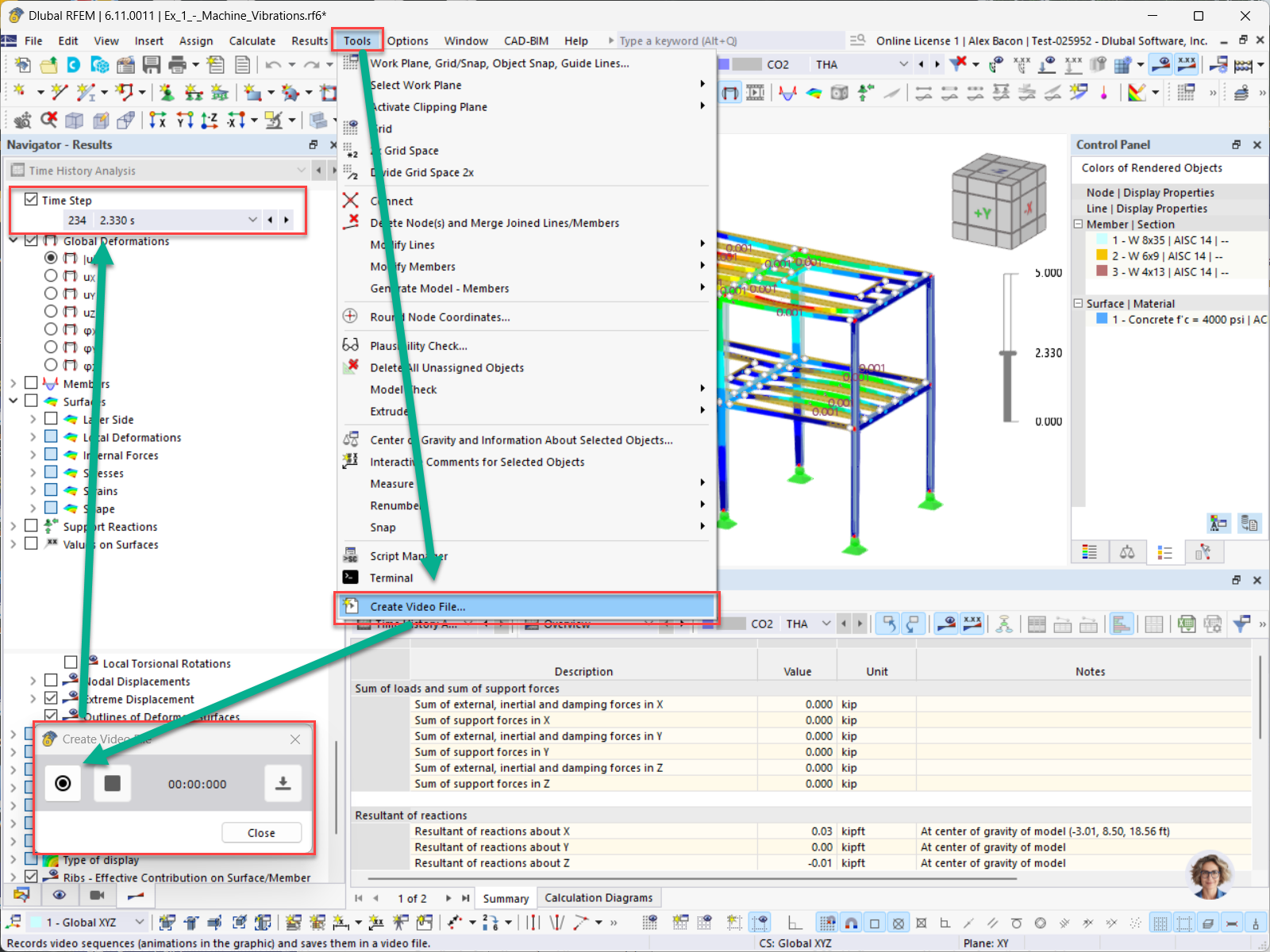 Option 'Video-Datei erstellen' unter Tools
