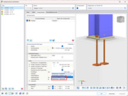 Detailansicht eines einbetonierten Hakenankers und Kopfankers für Stahlverbindungen.