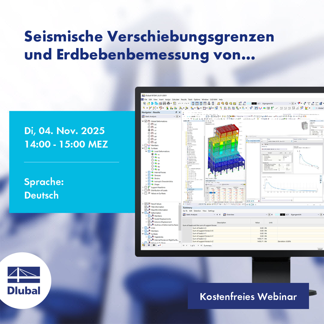 Seismische Verschiebungsgrenzen und Erdbebenbemessung von Gebäuden in RFEM 6
