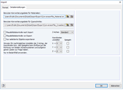 Register zur Anpassung einzelner Modellparameter und Detailoptionen in der Softwareumgebung.
