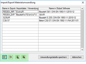 Illustration des Prozesses zur Umwandlung von Materialien beim Export und Import in Ingenieursoftware. Datenaustauschvorgang bei Materialbibliotheken.