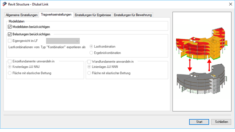 Detailansicht der Einstellungen für ein Tragwerk mit spezifischen Anpassungsmöglichkeiten im Bauwesen.