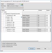 Visualisierung der Ergebnisgrößen von Stäben und Flächen in einer Struktur, dargestellt in verschiedenen Farbabstufungen.