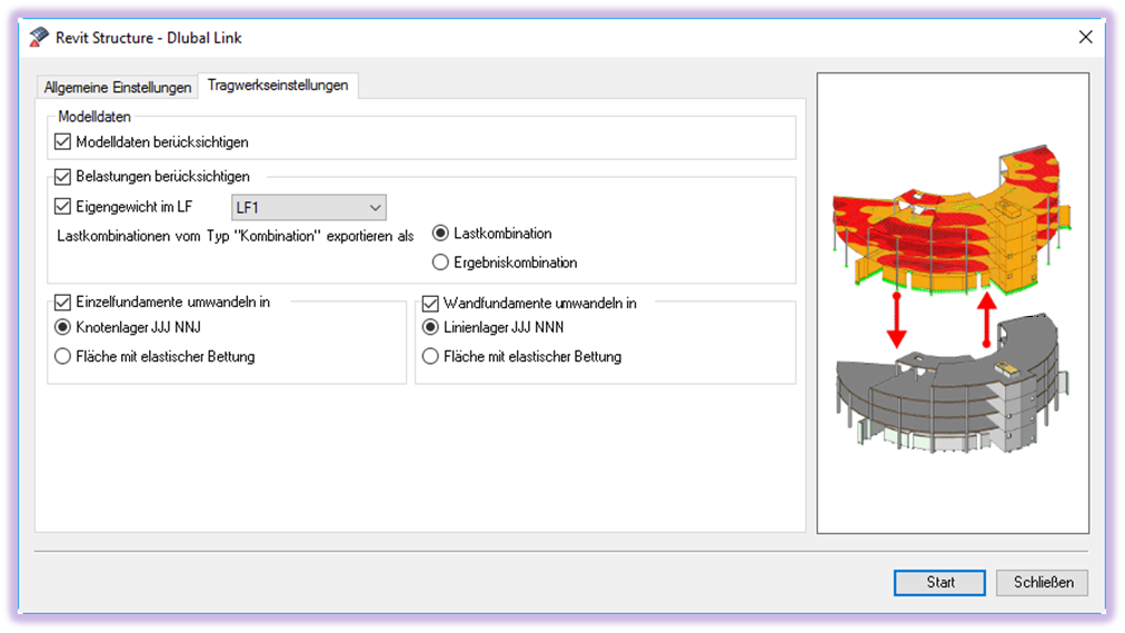 Grafische Darstellung von Tragwerkseigenschaften mit technischen Details zu Materialien und Knotenverbindungen.