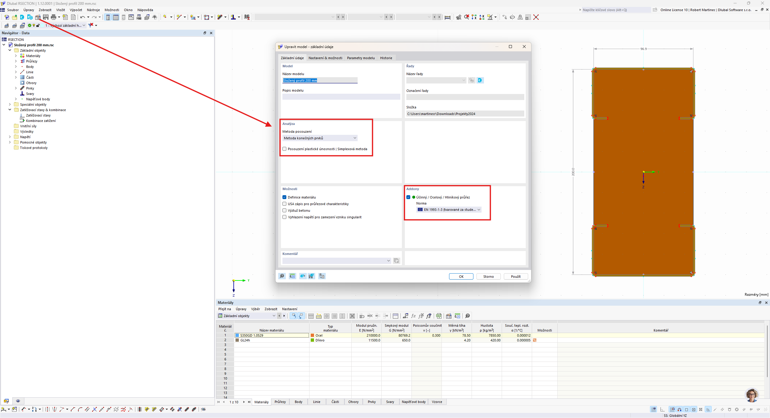 Die Finite-Elemente-Methode und die Berechnung des wirksamen Querschnitts gemäß der Norm für dünnwandige Querschnitte können nicht kombiniert werden.