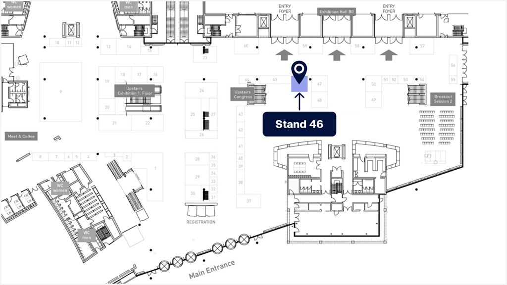 Karte zeigt Standort der BIM World Munich und Dlubal Standnummer 46.
