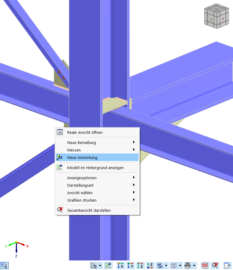 Kontextmenü zur Erstellung von Anmerkungen