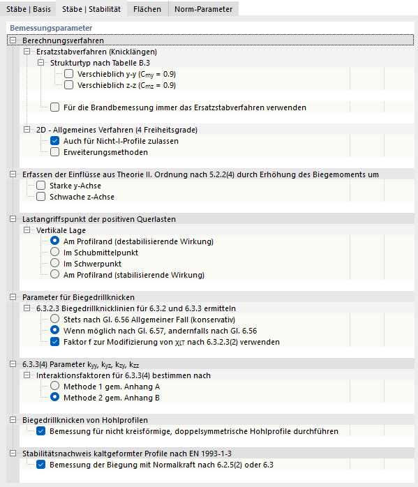Register 'Stäbe | Stabilität' für Stahlbemessung nach EN 1993