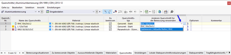 Querschnitt optimieren