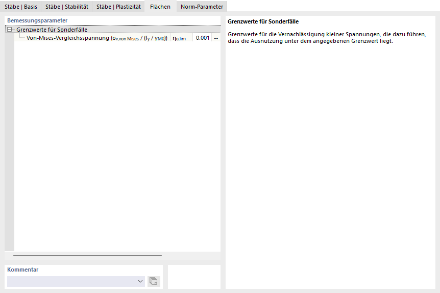 Register 'Flächen' für Stahlbemessung nach EN 1993