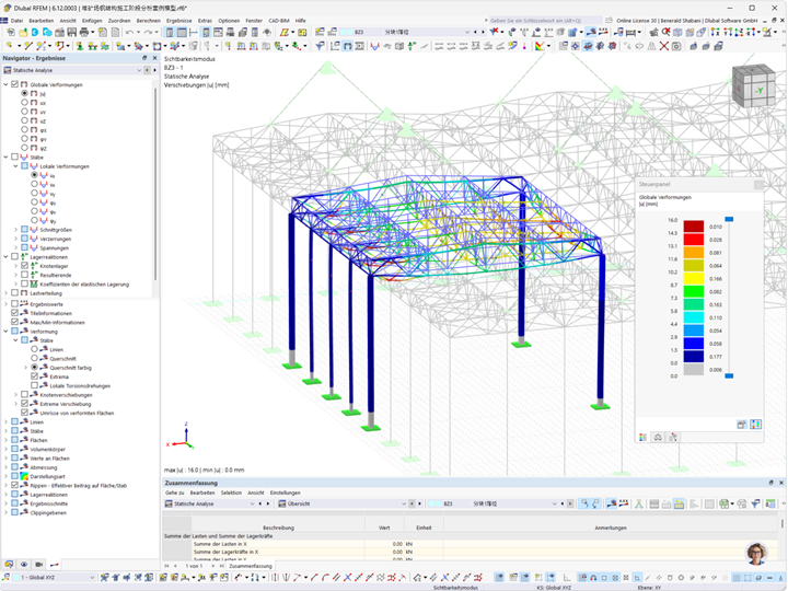 Detailansicht der Verformung in einer Stahlkonstruktion im Bauprozess.