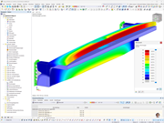 Visualisierung der Verformung eines Stahlträgers, analysiert in der RFEM-Software.