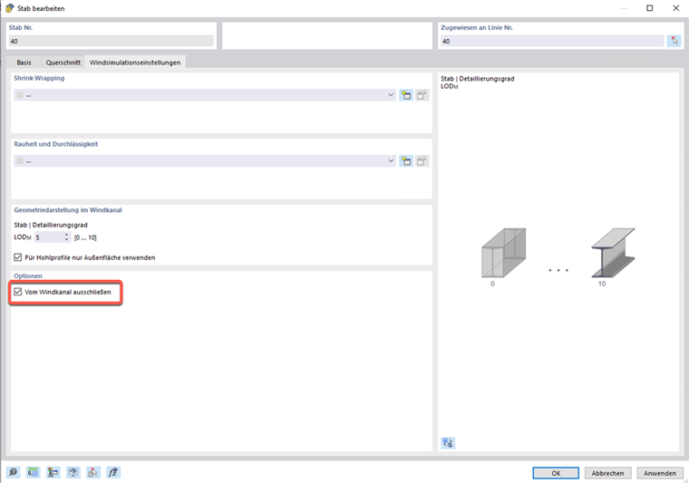 Stab von Windkanal ausschließen