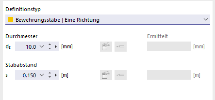 Definitionstyp | Bewehrungsstäbe - Eine Richtung