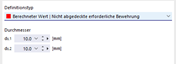 Definitionstyp | Berechneter Wert - Nicht abgedeckte erforderliche Bewehrung