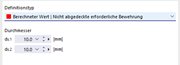 Definitionstyp | Berechneter Wert - Nicht abgedeckte erforderliche Bewehrung