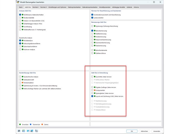 Beta-Versionen, die in RFEM 6 genutzt werden können.