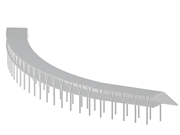 Stahlbeton-Schutzgalerie eingebettet in eine bergige Landschaft.