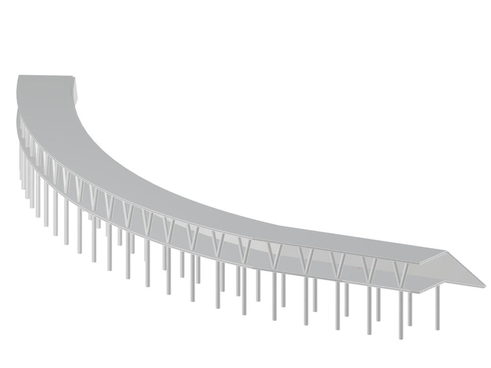 Stahlbeton-Schutzgalerie eingebettet in eine bergige Landschaft.