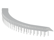 Stahlbeton-Schutzgalerie eingebettet in eine bergige Landschaft.