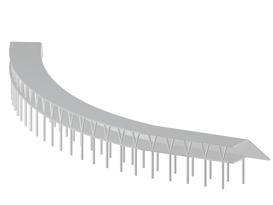 Stahlbeton-Schutzgalerie eingebettet in eine bergige Landschaft.
