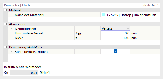 Parameter der Steife definieren