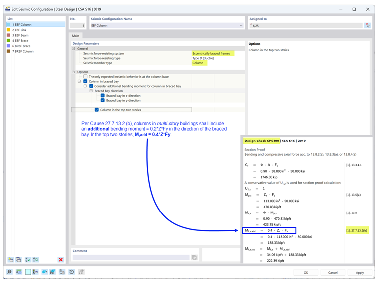 Exzentrisch ausgesteifte Rahmen - Stütze