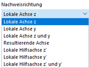 Nachweisrichtung festlegen