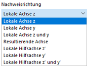 Nachweisrichtung festlegen