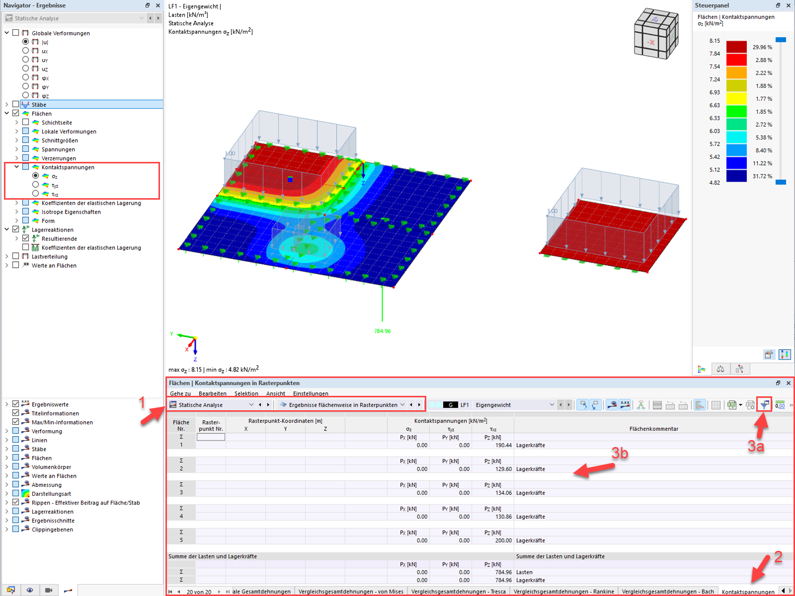 Anzeigen von Kontaktspannungen an einzelnen Flächen in RFEM 6
